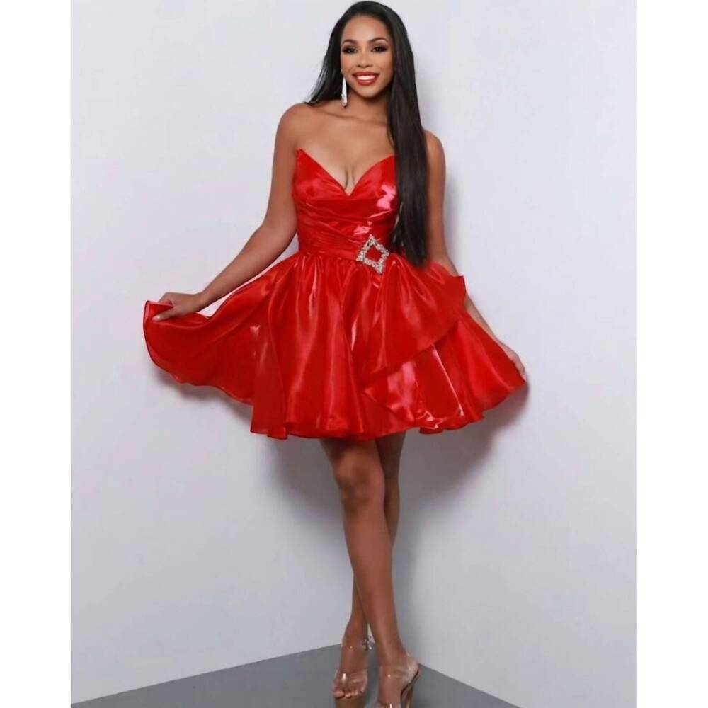 NEW JOHNATHAN KAYNE 2962s rhinestone embellished dress in cherry